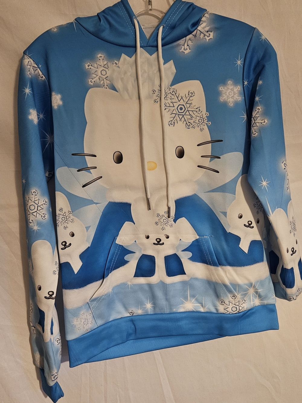 Hello Kitty Blue Snowflake Graphic Kids Hoodie
